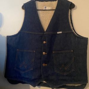 Vintage Wrangler Vest XXL Heavy Sherpa Lined Denim Jean Work Ranch Western